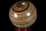 Polished, Banded Aragonite Sphere - Morocco #82294-1